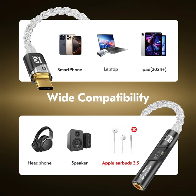 Alt view image 5 of 6 - 2026 Latest USB C DAC Audio Adapter with Headphone Amplifier Factory Direct Good Service Quality USB C to 3.5mm Audio Adapter For iPhone 15, Android, Laptop & Tablet