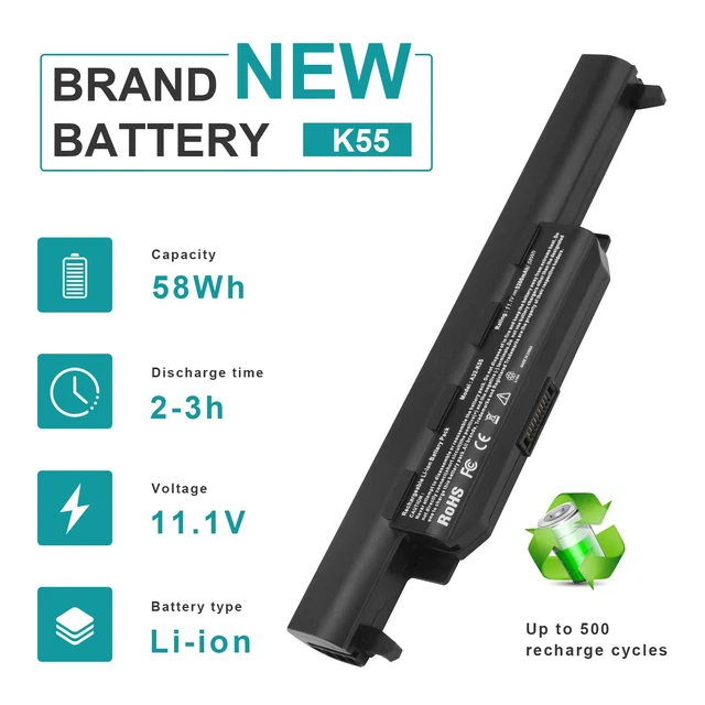 Alt view image 2 of 7 - Laptop Battery for Asus A32-K55 A33-K55 A41-K55, ASUS U57A A45 A75 K55N K45 K55A K75 X55 X55A X55C X55U X75 R500A R500V