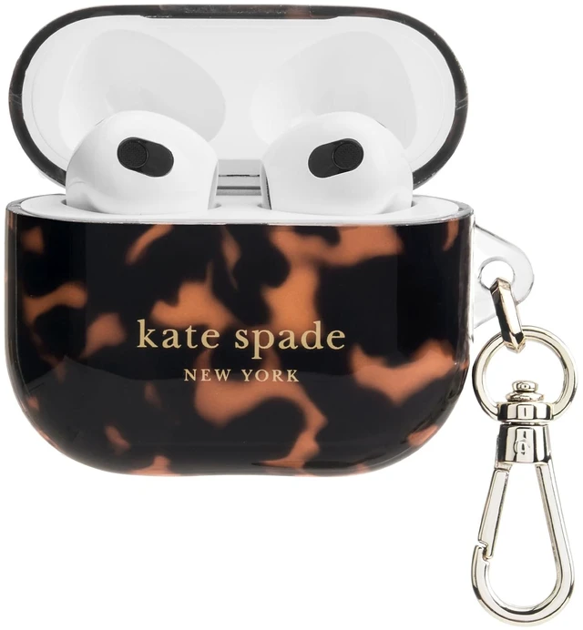 Main image of AirPods 3 Case - Tortoiseshell Stylish Case with Luxe Gold Ring Keychain for Bag, Tote, Backpack, and More - Protective and Lightweight Case for AirPods 3