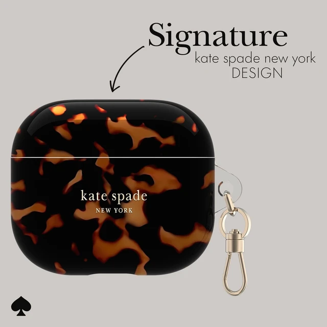 Alt view image 3 of 7 - AirPods 3 Case - Tortoiseshell Stylish Case with Luxe Gold Ring Keychain for Bag, Tote, Backpack, and More - Protective and Lightweight Case for AirPods 3