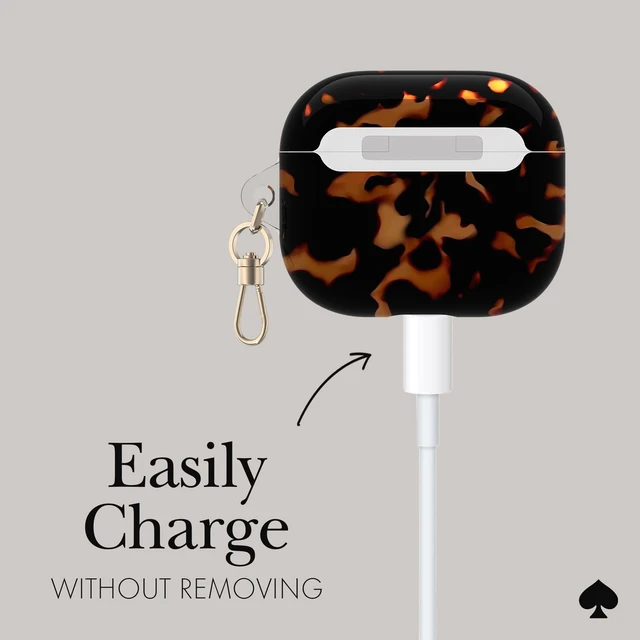 Alt view image 4 of 7 - AirPods 3 Case - Tortoiseshell Stylish Case with Luxe Gold Ring Keychain for Bag, Tote, Backpack, and More - Protective and Lightweight Case for AirPods 3