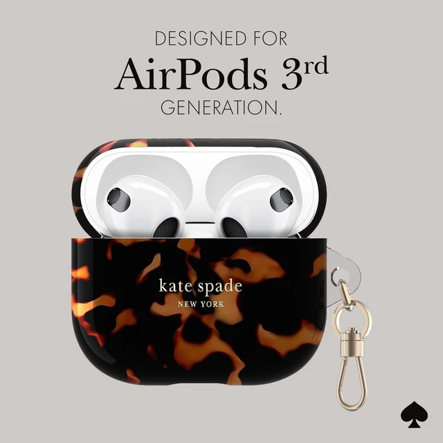 Alt view image 5 of 7 - AirPods 3 Case - Tortoiseshell Stylish Case with Luxe Gold Ring Keychain for Bag, Tote, Backpack, and More - Protective and Lightweight Case for AirPods 3