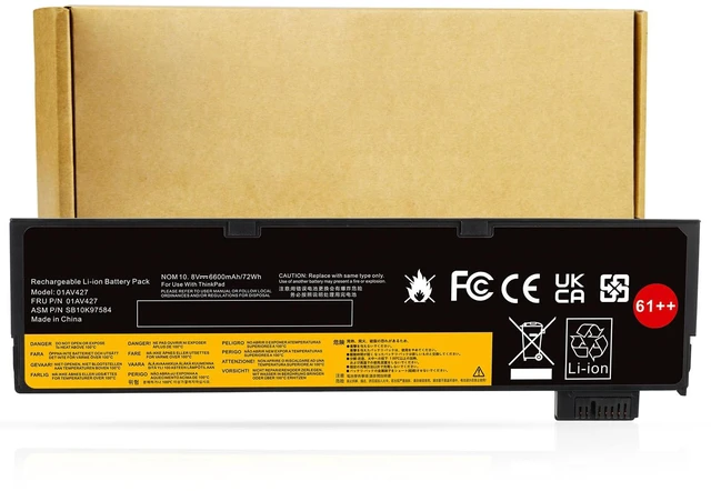 Main image of T480 T470 01AV427 61++ Laptop Battery Replacement for Lenovo Thinkpad A475 A485 T570 T580 TP25 P51S P52S Series Notebook 01AV492 01AV427 01AV428 01AV425 SB10K97584 SB10K97585 11.25V 72Wh 6000mAh