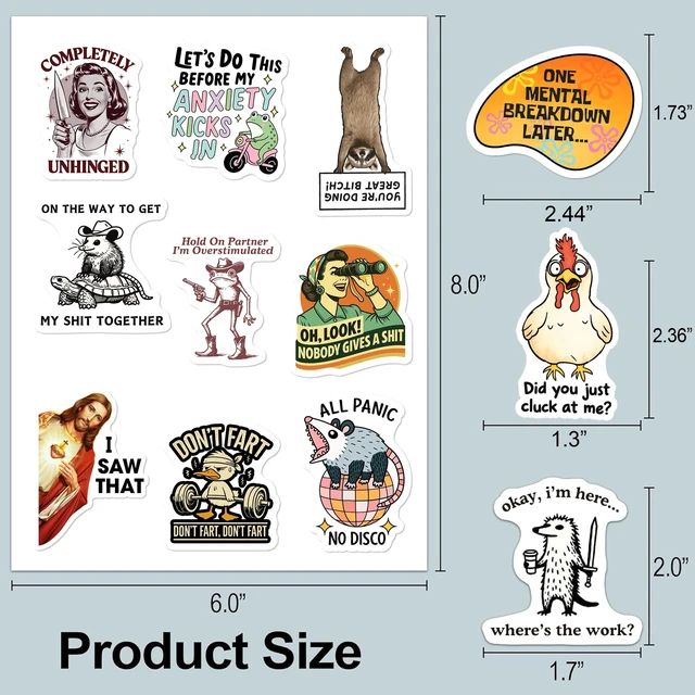 Alt view image 3 of 7 - Sarcastic Funny Stickers for Adults (220+pcs) Waterproof Vinyl High-Definition Print, Easy Tear & Peel, Great Value Multi-Pack, Fun for Sharing, Group Play for Laptop, Water Bottle, Phone