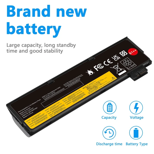 Alt view image 7 of 7 - T480 T470 01AV427 61++ Laptop Battery Replacement for Lenovo Thinkpad A475 A485 T570 T580 TP25 P51S P52S Series Notebook 01AV492 01AV427 01AV428 01AV425 SB10K97584 SB10K97585 11.25V 72Wh 6000mAh