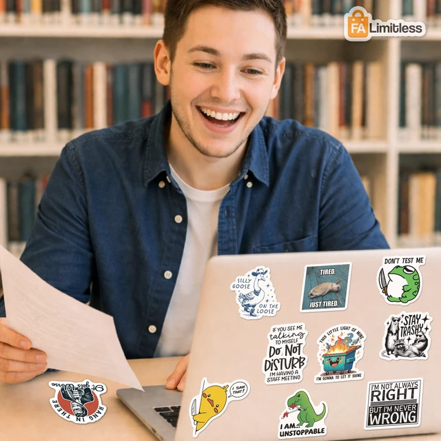Alt view image 7 of 7 - Sarcastic Funny Stickers for Adults (220+pcs) Waterproof Vinyl High-Definition Print, Easy Tear & Peel, Great Value Multi-Pack, Fun for Sharing, Group Play for Laptop, Water Bottle, Phone
