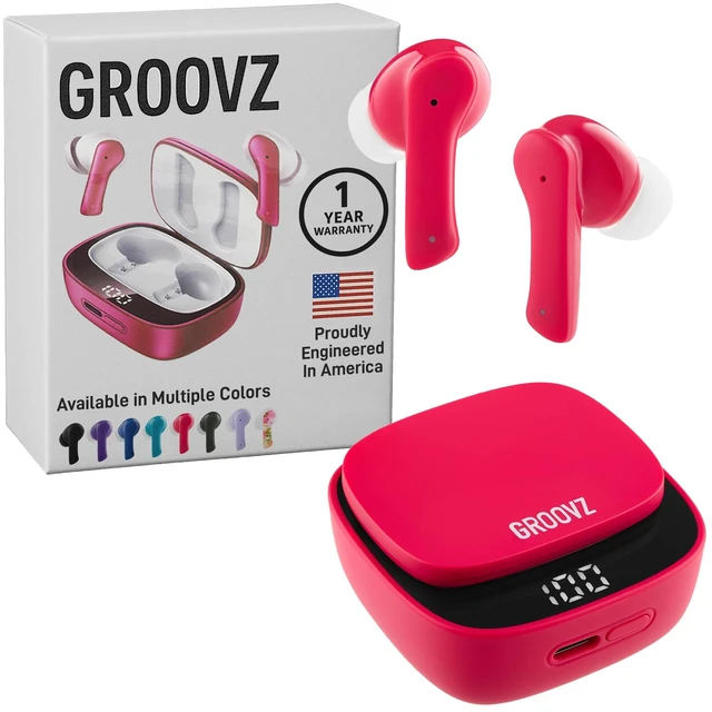 Main image of True Wireless Earbuds with Charging Case - Designed and Engineered in The USA - IPx4 Water Resistant Bluetooth Earbuds Compatible with Apple and Android - 27Hrs Battery Life - Magenta