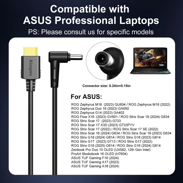 Alt view image 5 of 7 - 330W (20V/16.5A) Gaming Laptop Charger for ASUS ROG Strix Scar16 18(2023/2024), PD 3.0 Fast Charging Adapter Compatible with ROG Strix G17 (2022) /ROG Zephyrus Duo 16 (2023),Round Connector