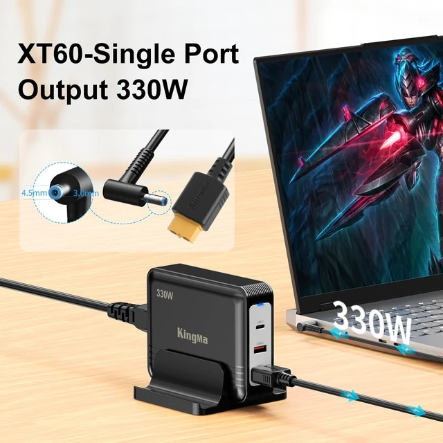 Alt view image 4 of 7 - 330W Universal Gaming Laptop Charger for HP (20V/16.5A), XT60 Port with 45-30mm Cable,3-Port Portable Travel Adapter, PD3.0 Fast Charging,Compatible with HP OMEN15/16/17/Pavilion16/15
