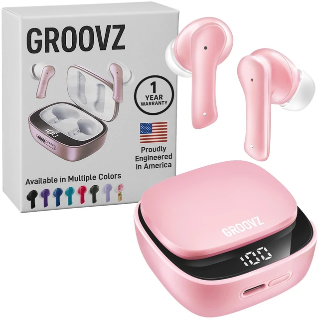 Main image of True Wireless Earbuds with Charging Case - Designed and Engineered in The USA - IPx4 Water Resistant Bluetooth Earbuds Compatible with Apple and Android - 27Hrs Battery Life - Light Pink