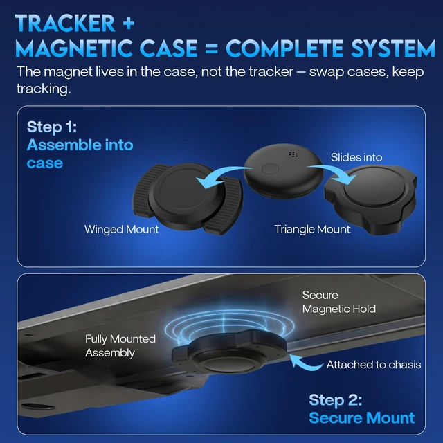 Alt view image 3 of 7 - Magnetic GPS Tracker for Vehicles No Monthly Fee 2 Pack for Android & iOS Car Tracker Device Hidden 2 Pack, Compatible Find My Find Hub, IPX6 Bluetooth Locator, AirTag Alternative Android