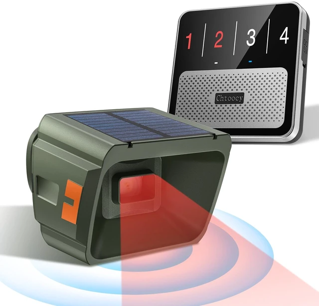 Main image of Solar Driveway Alarm - Radar + IR Dual Detection for Outdoor 1/2 mile range wireless driveway alarm, weatherproof, 3 sensitivity levels driveway sensor alert for home house gate property
