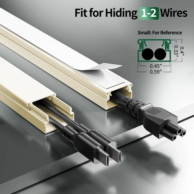 Alt view image 2 of 7 - Beige Cord Hider, 212.6in Cord Covers for 1-2 Wires on Wall, Paintable Wire Hider Wire Covers for Cords on Walls, Easy Set-up Cable Hider Cable Raceway to Hide Cords on Wall, W0.59 H0.4in, Beige
