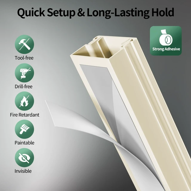 Alt view image 6 of 7 - Beige Cord Hider, 212.6in Cord Covers for 1-2 Wires on Wall, Paintable Wire Hider Wire Covers for Cords on Walls, Easy Set-up Cable Hider Cable Raceway to Hide Cords on Wall, W0.59 H0.4in, Beige