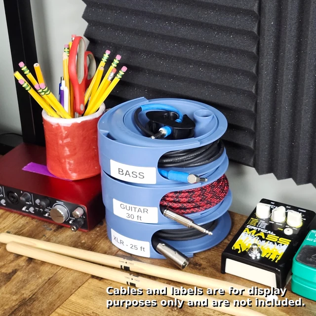 Alt view image 7 of 7 - Incendion Audio: Fast, Tangle-Free Cable Organizer for Musicians & DJs Safe, Quick Cord Storage for Stage, Studio & Gear Bags (Denim Blue, 3 Pack)