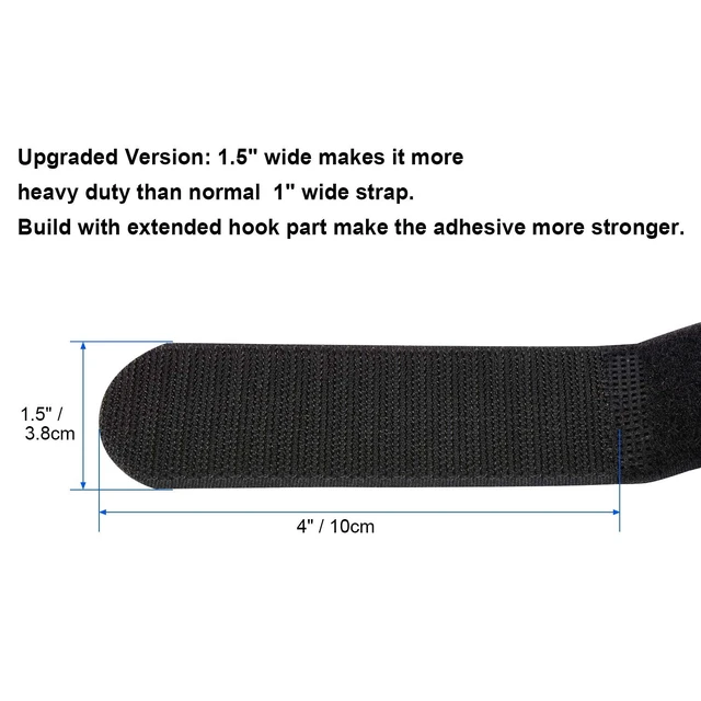 Alt view image 3 of 7 - 1.5 x 24 Inch Hook and Loop Cable Tie, 12 Pack Adjustable Strap Heavy Duty Adjustable Fastening Adhesive Cinch Strap with Plastic D-ring Buckle, Multi-Purpose Reusable Cord Organizer