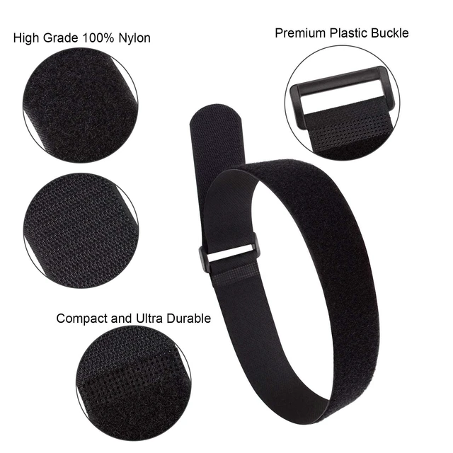Alt view image 4 of 7 - 1.5 x 24 Inch Hook and Loop Cable Tie, 12 Pack Adjustable Strap Heavy Duty Adjustable Fastening Adhesive Cinch Strap with Plastic D-ring Buckle, Multi-Purpose Reusable Cord Organizer