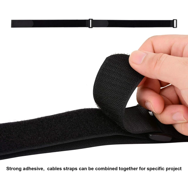Alt view image 5 of 7 - 1.5 x 24 Inch Hook and Loop Cable Tie, 12 Pack Adjustable Strap Heavy Duty Adjustable Fastening Adhesive Cinch Strap with Plastic D-ring Buckle, Multi-Purpose Reusable Cord Organizer