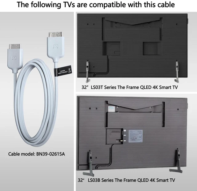 Alt view image 5 of 7 - BN39-02615A 32" Frame tv One Connect Cable Compatible with Samsung Frame TV Frame tv One Connect Cable for 32in The Frame QLED QN32LS03TB QN32LS03BB TV