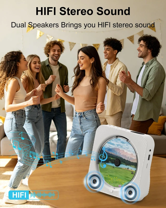Alt view image 5 of 7 - CD Player with Speakers Bluetooth Desktop CD Players for Home Kpop Music CD Player with LED Screen FM Radio Remote Control Timer Support AUX USB TF Card Playback