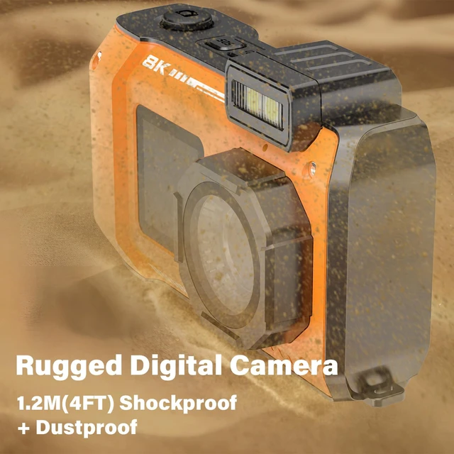 Alt view image 3 of 7 - 8K Underwater Camera, 33FT Waterproof Camera, 70MP WiFi Dual-Screen, Amber Rugged, Dustproof, Shockproof for Snorkeling, Diving, Selfies; Autofocus Point-and-Shoot, 32GB Card, 2500mAh Battery, Type-C