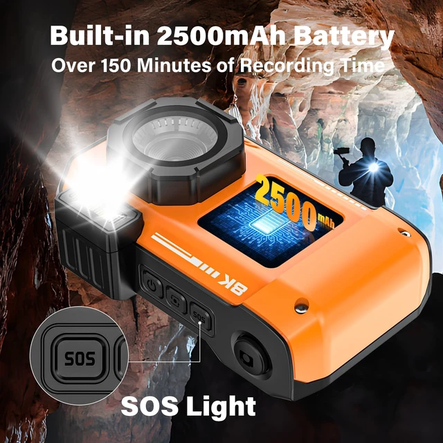 Alt view image 5 of 7 - 8K Underwater Camera, 33FT Waterproof Camera, 70MP WiFi Dual-Screen, Amber Rugged, Dustproof, Shockproof for Snorkeling, Diving, Selfies; Autofocus Point-and-Shoot, 32GB Card, 2500mAh Battery, Type-C