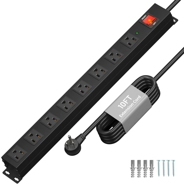 Main image of 8 Outlet Heavy Duty Power Strip Surge Protector, 2100J Surge Protection Power Strip, 15A/1875W Mountable Power Strips with Upgraded Switch, 14AWG 10FT Power Cord