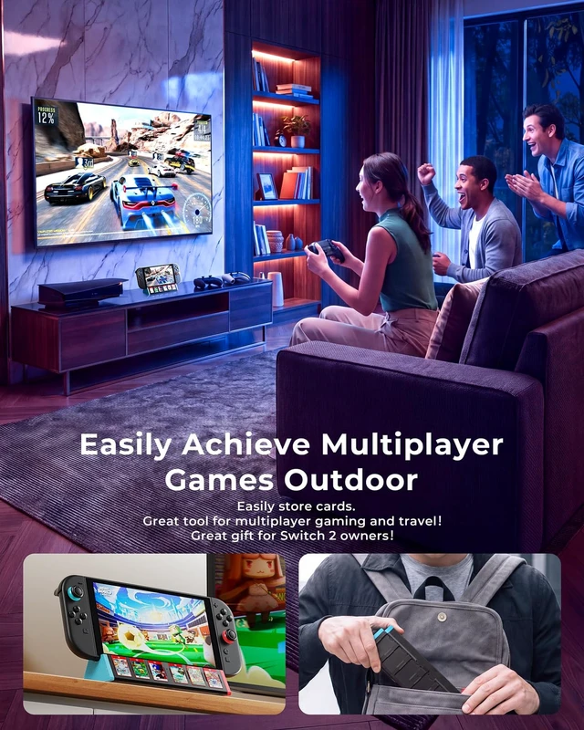 Alt view image 2 of 7 - Switch 2 Dock Station for Nintendo Switch 2 Dock with 4K HDMI&Card Storage 4K@144Hz HDMI +100W PD Charging Portable Travel Switch 2 Replacement Dock Station with 6 Game Card Storage,for Switch 2 Only