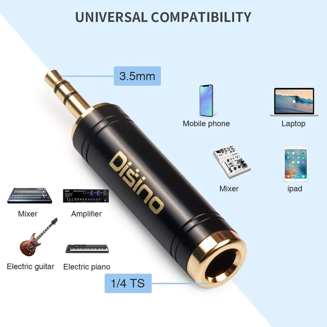 Alt view image 5 of 7 - 3.5mm to 1/4 Inch Headphone Adapter, 1/4 Inch Jack Male to 1/8 Inch Female Mini Jack Stereo Adapter, Gold-Plated Pure Copper Aux Audio Interface Headphone Converter, Black - 2 Pack