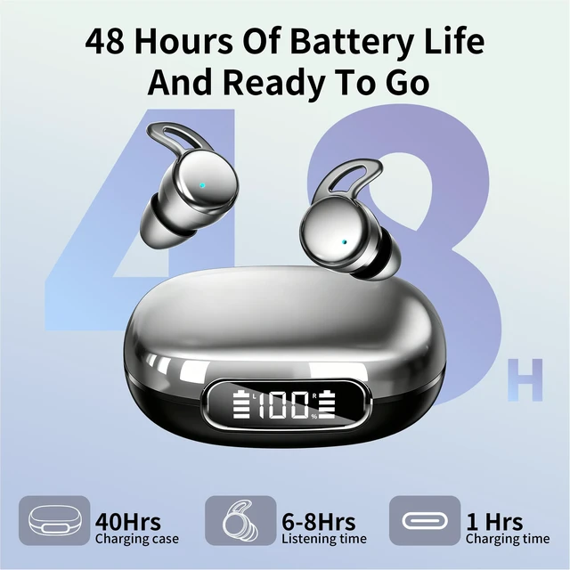 Alt view image 5 of 7 - 2026 Sleep Earbuds Bluetooth 6.1 - Ultra Comfort Ear Plugs for Sleeping Invisible Sleep Headphones for Side Sleepers, 48H Playtime, Crystal-Clear Calls - Plating Black