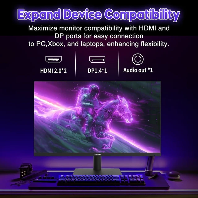 Alt view image 7 of 7 - 24-inch Gaming Monitor FHD (1920 x 1080) 240Hz, VA Panel, Adaptive-Sync, 1ms Response Time, 75x75mm Wall Mount, HDMI & DisplayPort