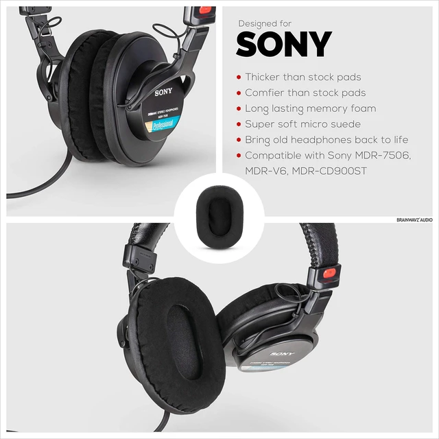 Alt view image 3 of 7 - Replacement Micro Suede Earpads for SONY MDR 7506, V6, CD900ST, Memory Foam Ear Pad & Suitable for Other On Ear Headphones, Micro Suede Black