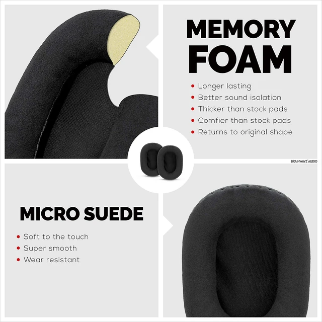 Alt view image 5 of 7 - Replacement Micro Suede Earpads for SONY MDR 7506, V6, CD900ST, Memory Foam Ear Pad & Suitable for Other On Ear Headphones, Micro Suede Black