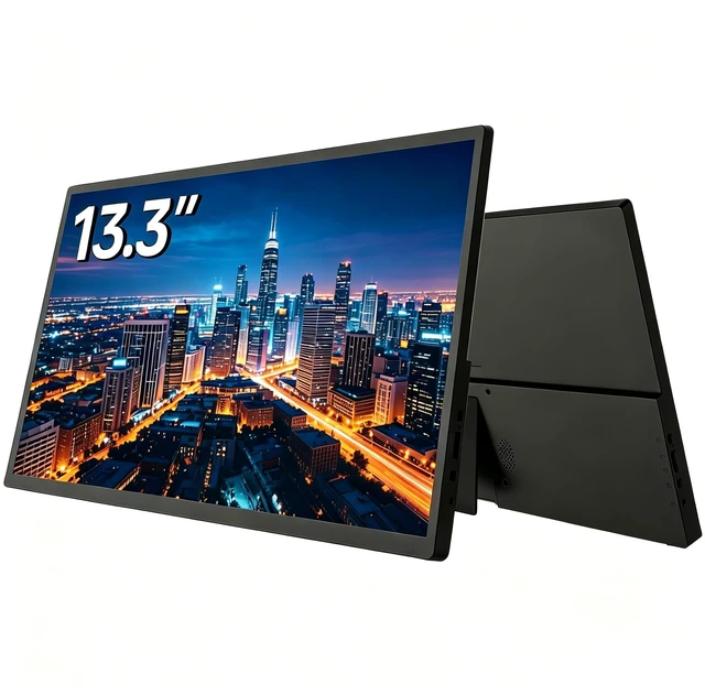 Main image of 13.3" Portable Monitor with HDMI USB-C Plug and Play, Travel Screen 1366x768 HD 60Hz 16:9 Screen, 200 Nits Brightness, Ultra Slim 0.39" Travel External Display for Laptop PC
