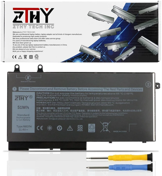 Main image of 51Wh R8D7N 1V1XF Laptop Battery Replacement for Dell Precision 3540 3550 Inspiron 7590 7591 7791 2-in-1 Latitude 5400 5410 5500 5510 Series P80F P80F001 P84F H82T6 0C5GV2 0W8GMW 4GVMP 11.4V 3-Cell