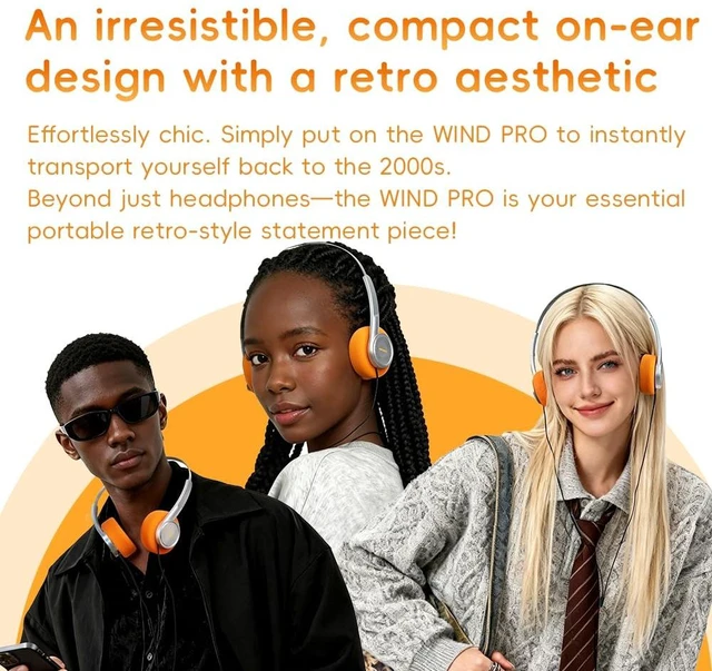 Alt view image 6 of 7 - FiiO Wind PRO Lightweight On-Ear Headphones, 77g, 40mm Dynamic Driver, Semi-Open Hi-Fi Sound, Retro Design, 3.5mm Wired Headphones with in-Line Controls (Silver)