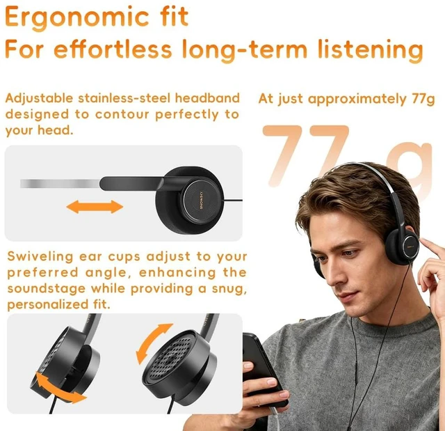 Alt view image 4 of 7 - FiiO Wind PRO Lightweight On-Ear Headphones, 77g, 40mm Dynamic Driver, Semi-Open Hi-Fi Sound, Retro Design, 3.5mm Wired Headphones with in-Line Controls (Silver)