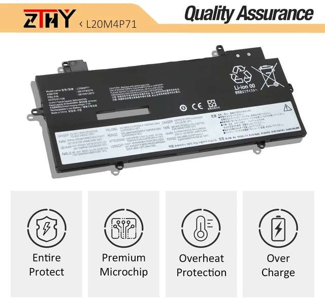 Alt view image 5 of 7 - L20M4P71 L20C4P71 Battery for Lenovo ThinkPad X1 Carbon Gen 9 Gen 10 Gen 11 ThinkPad X1 Yoga Gen6 Gen7 Gen8 /X1 Carbon 9th 10th 11th Gen /Yoga 6th 7th 8th Gen 2021 2022 Laptop L20D4P71 L20L4P71 57Wh