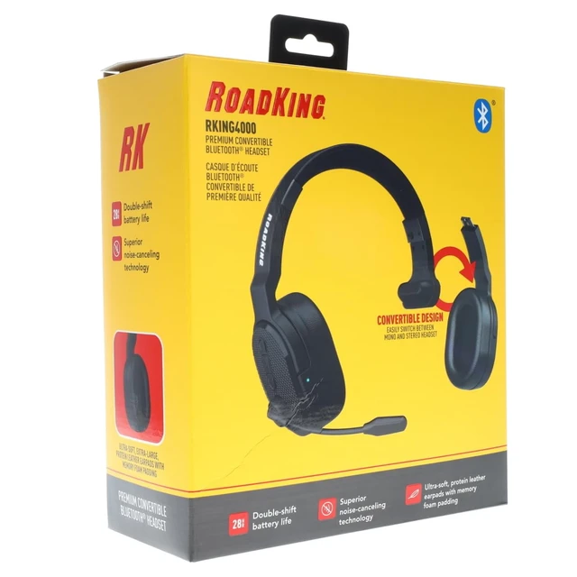 Alt view image 5 of 7 - Truck Driver Headset RKING4000 Noise Cancelling Bluetooth Headset Mono to Stereo Wireless Headset with Advanced Noise Cancellation, Black