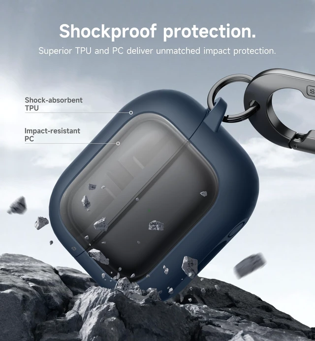 Alt view image 6 of 6 - for Samsung Galaxy Buds 3 Pro (2024) / Buds 3 (2024) / Buds3 FE (2025) Case, Magnetic Bumper Cases, Rugged Shockproof Protective Covers with Carabiner & Cleaning Kit & Removal Tool, Navy