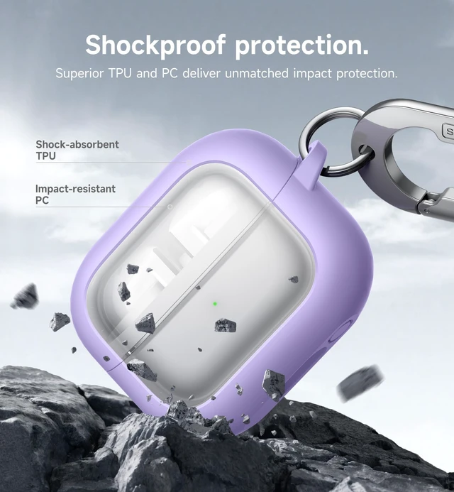 Alt view image 6 of 6 - for Samsung Galaxy Buds 3 Pro (2024) / Buds 3 (2024) / Buds3 FE (2025) Case, Magnetic Bumper Cases, Rugged Shockproof Protective Covers with Carabiner & Cleaning Kit & Removal Tool, Purple