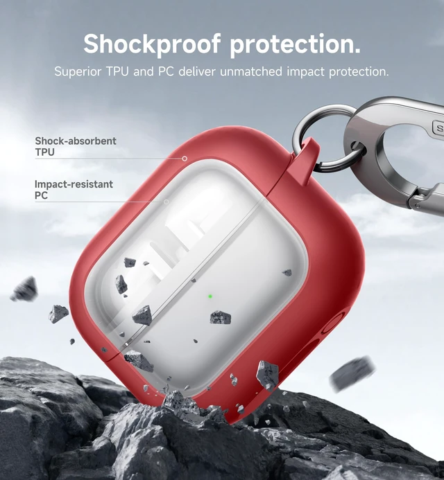Alt view image 6 of 6 - for Samsung Galaxy Buds 3 Pro (2024) / Buds 3 (2024) / Buds3 FE (2025) Case, Magnetic Bumper Cases, Rugged Shockproof Protective Covers with Carabiner & Cleaning Kit & Removal Tool, Red