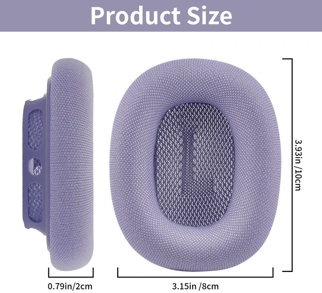 Alt view image 7 of 7 - Replacement Ear Cushions for Apple AirPods Max 1 & 2 Upgraded Memory Foam Pads with Durable Fabric,Sound Insulation and Noise Reduction,Strong Magnetic Fit,Sweat-Resistant,Breathable Comfor(Purple)
