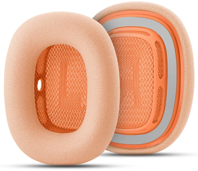 Main image of Replacement Ear Cushions for Apple AirPods Max 1&2 Upgraded Memory Foam Pads with Durable Fabric,Sound Insulation and Noise Reduction,Strong Magnetic Fit,Sweat-Resistant,Breathable Comfor(Orange)