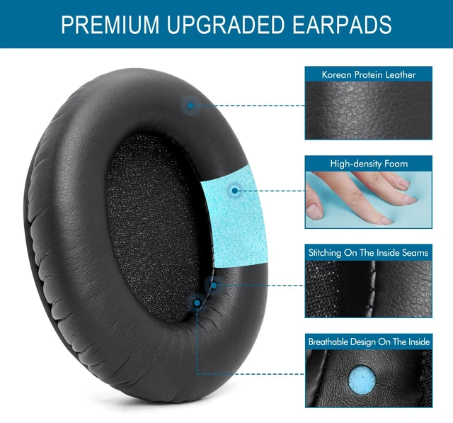 Alt view image 3 of 7 - GVOEARS Premium Replacement Ear Pads for HyperX Cloud 1/2/3/Pro - Black Also for Core/Alpha/Alpha S/Alpha Pro/Flight/Flight S/Stinger, CloudX Stinger Headset & More