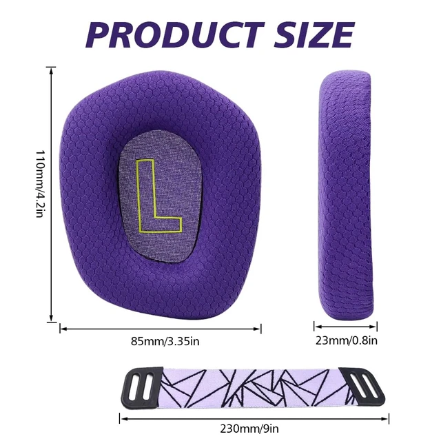 Alt view image 5 of 7 - Replacement Earpads for Logitech G733 G535 G335 Lightspeed Wireless Gaming Headset, Ear Pads Cushions Cover with Comfort Noise Isolation Foam (Purple)