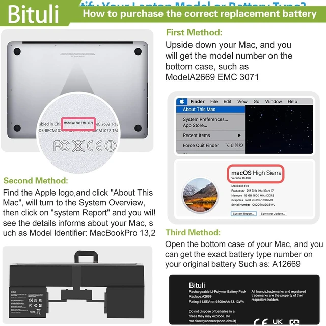 Alt view image 4 of 6 - A2669 A2681 Laptop Battery Replacement for MacBook AIR 13" M2 2022 A2681 661-26150 MLY33LL/A MLY43LL/A Series Notebook 11.55V 53.13Wh