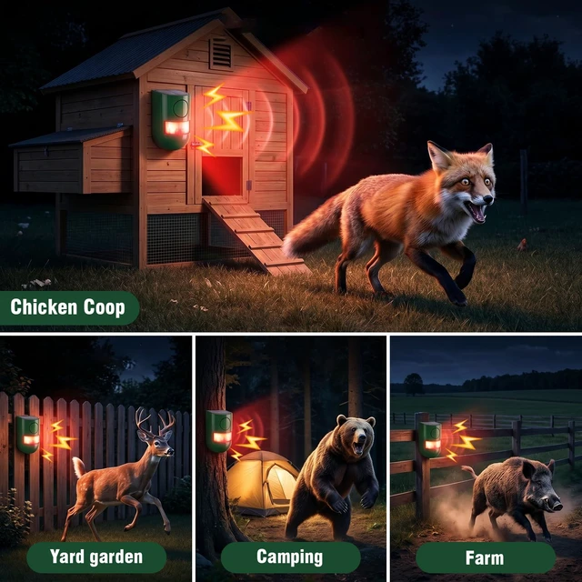 Alt view image 4 of 7 - Solar Motion Sensor Alarm Outdoor 4 Working Mode Motion Activated Alarm 129dB Loud Sound Noise Maker IP65 Waterproof Motion Detector with Strobe Light for Yard Farm Garden 6PC