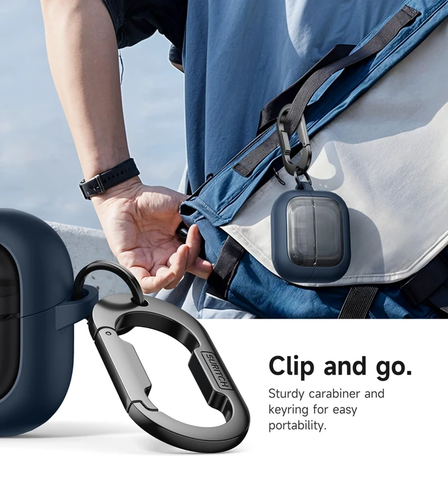 Alt view image 4 of 6 - for Samsung Galaxy Buds 3 Pro (2024) / Buds 3 (2024) / Buds3 FE (2025) Case, Magnetic Bumper Cases, Rugged Shockproof Protective Covers with Carabiner & Cleaning Kit & Removal Tool, Navy