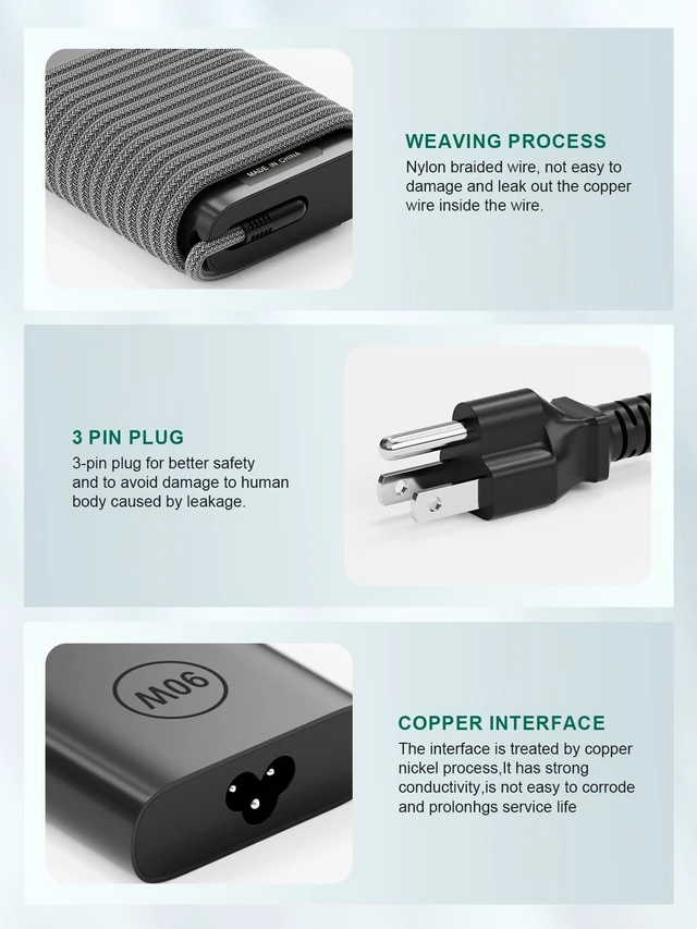Alt view image 4 of 6 - 90W USB-C Laptop Charger for Dell Latitude & Precision Compatible with Latitude 5420/5520/5410/5510/5530/7400/5531/7430,Precision 5570/3571/3560/3561,XPS 15 9500/9510/9520/17 9700